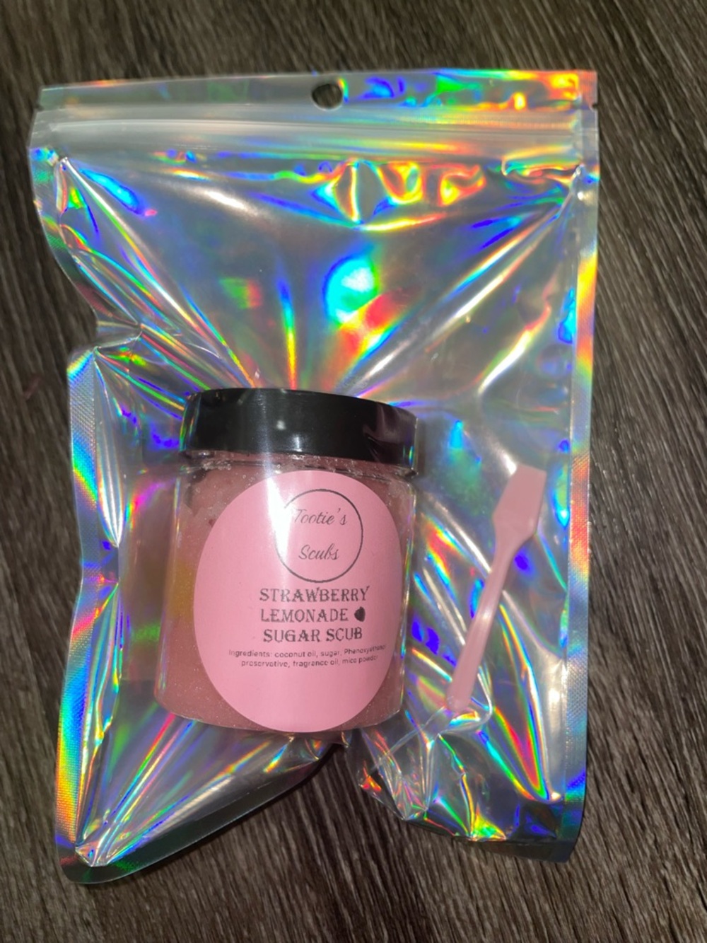 Tootie’s Homemade Strawberry Lemonade Sugar Scrub - Pink and Gold 4oz